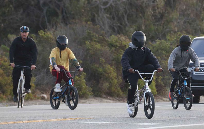 Kanye West Spotted Bike Riding