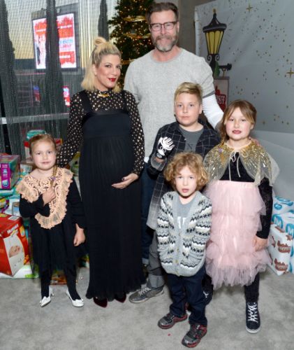 See Pregnant Tori Spelling And Her Family at LA Family Housing