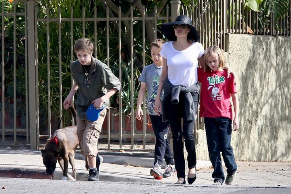 Angelina Jolie went for a walk with her kids