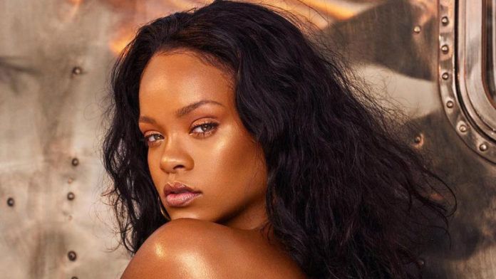 Rihanna surprised with the image of a pink flamingo