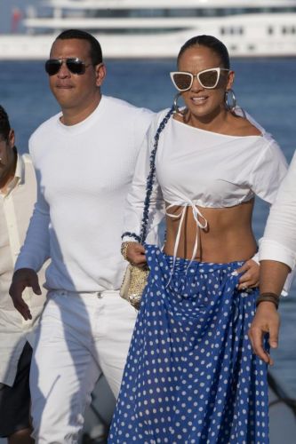 Jennifer Lopez and Alex Rodriguez sunbathe on a yacht
