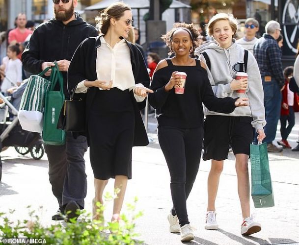Angelina Jolie shopping with her transgender daughter