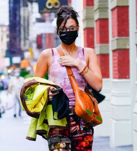 Bella Hadid returned to New York in the top Thai print