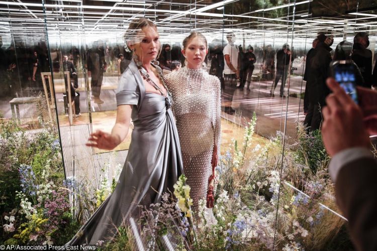 Kate Moss on the catwalk with daughter Leela